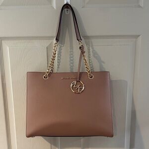Michael Kors Pink Tote with Gold Accents